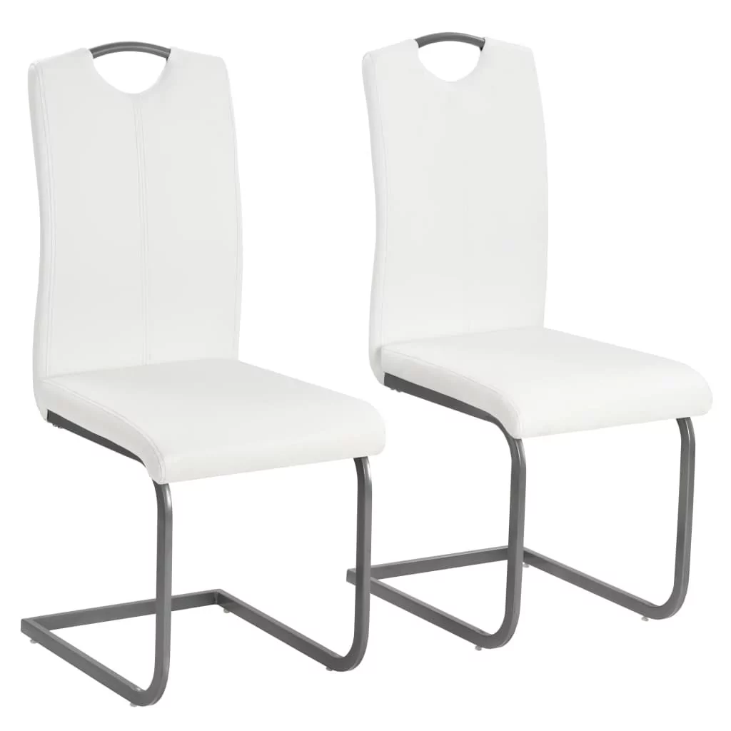 vidaXL Krzesła do jadalni, 2 szt., sztuczna skóra, 43x55x100 cm, białe