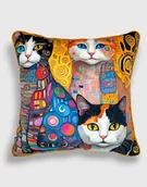 Poduszki dekoracyjne - Poduszka dekoracyjna z kotami inspirowana Klimtem 40x40 Tuxedo Cats - miniaturka - grafika 1