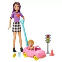 Mattel Lalka Barbie Spacerowa Dziewczynka Miniautko GRP17 GRP17 - Lalki dla dziewczynek - miniaturka - grafika 1