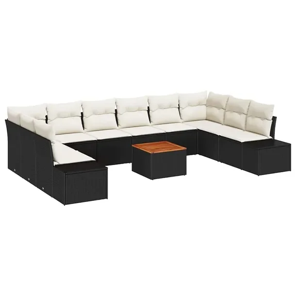 Zestaw Mebli Ogrodowych Modułowych, Czarno-Biały, Rattan PE, 55x55x37 cm