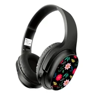 Słuchawki - Bezprzewodowe słuchawki stereo z mikrofonem Babaco wzór Kwiaty 010 - miniaturka - grafika 1