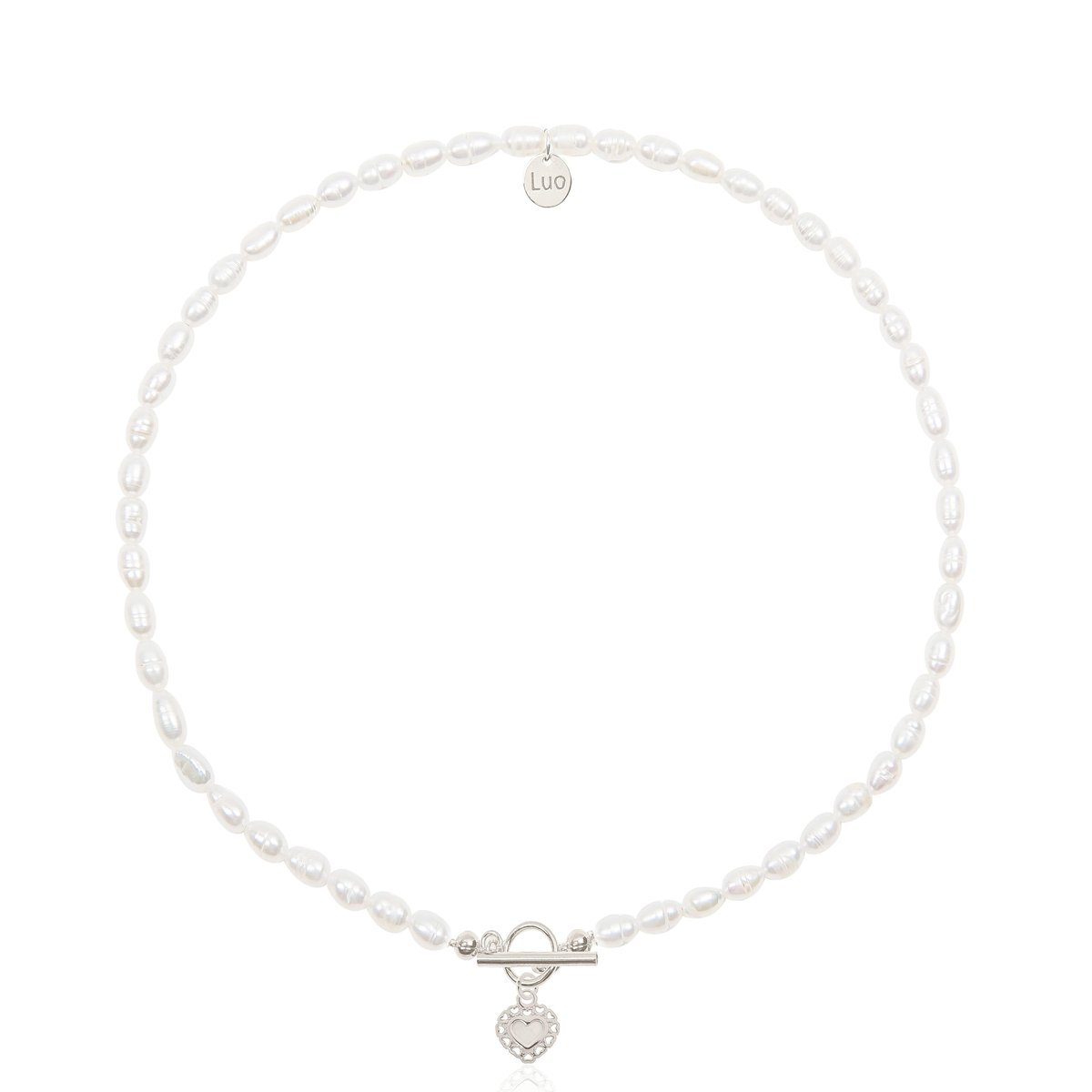 Naszyjnik z naturalnych pereł z ozdobnym sercem 50 CM