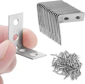 Zawiasy, okucia i inne akcesoria - Ocynkowane kątowniki narożne w kształcie litery L do mocowania i naprawy mebli, półek, okien i szafek 25 mm x 25 mm, 16 sztuk - miniaturka - grafika 1