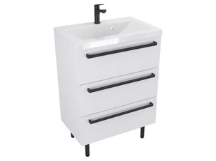 Szafka Stojąca Z Umywalką ATH 60 cm - Biały Mat - Uchwyty Czarne Matowe - Szafki łazienkowe - miniaturka - grafika 1