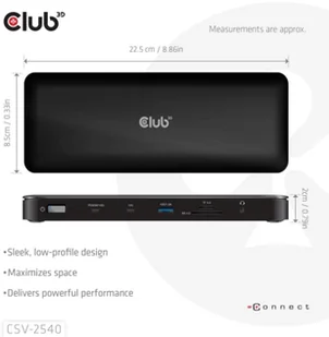 Club3D Dokovací stanice USB-C 14v1, 2xHDMI, 2xDP, 3xUSB-C, 1xUSB-C PD, 2xUSB, 1xRJ45, 1x3.5mm, microSD/SD, černá CSV-2540 - Stacje dokujące i replikatory portów - miniaturka - grafika 1