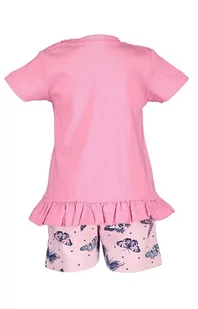 Komplet dziewczęcy różowy w motylki koszulka i spodenki - Dresy i komplety dla dziewczynek - miniaturka - grafika 2
