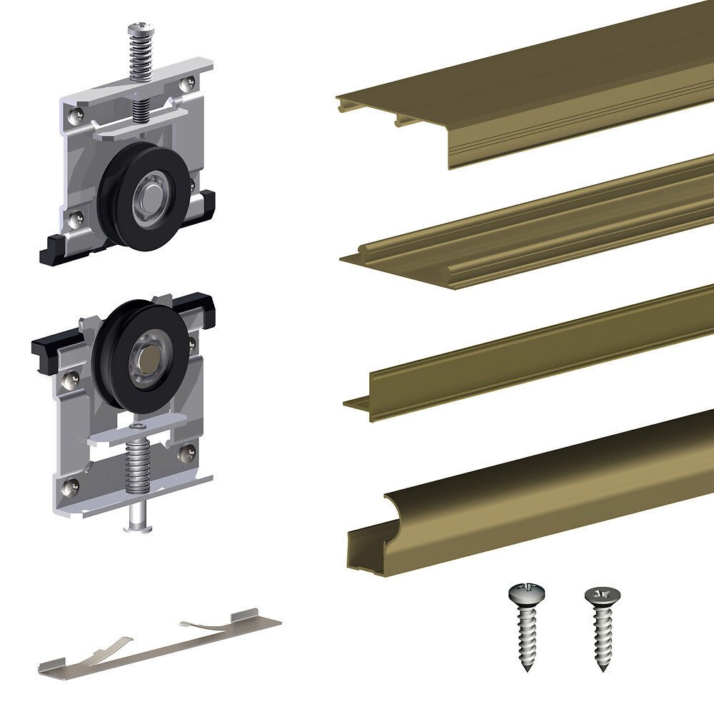 System przesuwny do szafy SLID’UP 210 grubość drzwi 16 mm, na 3 skrzydła, długość prowadnicy 270 cm, kolor oliwkowy