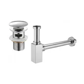 Korki do umywalek - Mexen półsyfon umywalkowy kwadratowy z korkiem klik-klak, z przelewem, chrom - miniaturka - grafika 1