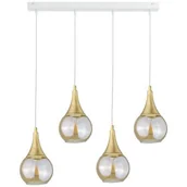 Lampy sufitowe - Keter Lighting Lacrima lampa wisząca 4x60W biały/złoty/szkło miodowe 2325 - miniaturka - grafika 1