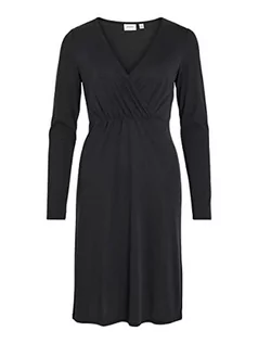 Sukienki - Vila Damska sukienka Vimodala L/S Wrap Midi Su-Noos, czarny, XL - grafika 1
