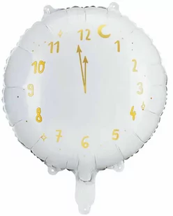 Balon foliowy Zegar biały - 35 cm - 1 szt. - Sylwester - miniaturka - grafika 1