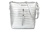 Torebki damskie - Srebrna Damska Torebka pikowana solidna oryginalna frędzel W91 szary, srebrny - miniaturka - grafika 1