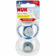 Smoczki uspokajające - Nuk Smoczek uspokajający silikonowy 6-18m Space Night 10736619 2 szt. - miniaturka - grafika 1