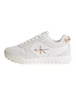 Sneakersy damskie - Calvin Klein Jeans Damskie sneakersy na zęby z nieregularnymi liniami, białe/starożytne białe, 5,5 UK, Biały starożytny biały, 38.5 EU - grafika 1