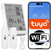 Stacje pogodowe - Stacja pogodowa z dwoma zewnętrznymi czujnikami temperatury i wilgotności WiFi - miniaturka - grafika 1