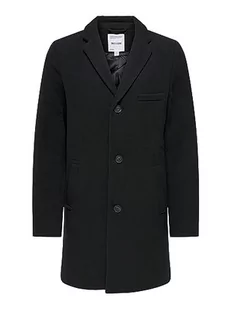 ONLY & SONS płaszcz męski wełna, czarny, XL - Płaszcze męskie - miniaturka - grafika 1