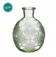 Wazony i flakony - Szklany wazon 17cm w kształcie kuli ZIELONY ze wzorem - miniaturka - grafika 1