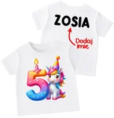 Koszulki dla dziewczynek - Koszulka dla dziewczynki na 5 urodziny z imieniem - miniaturka - grafika 1