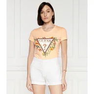 Koszulki i topy damskie - GUESS T-shirt TRIANGLE FLOWERS | Regular Fit - miniaturka - grafika 1