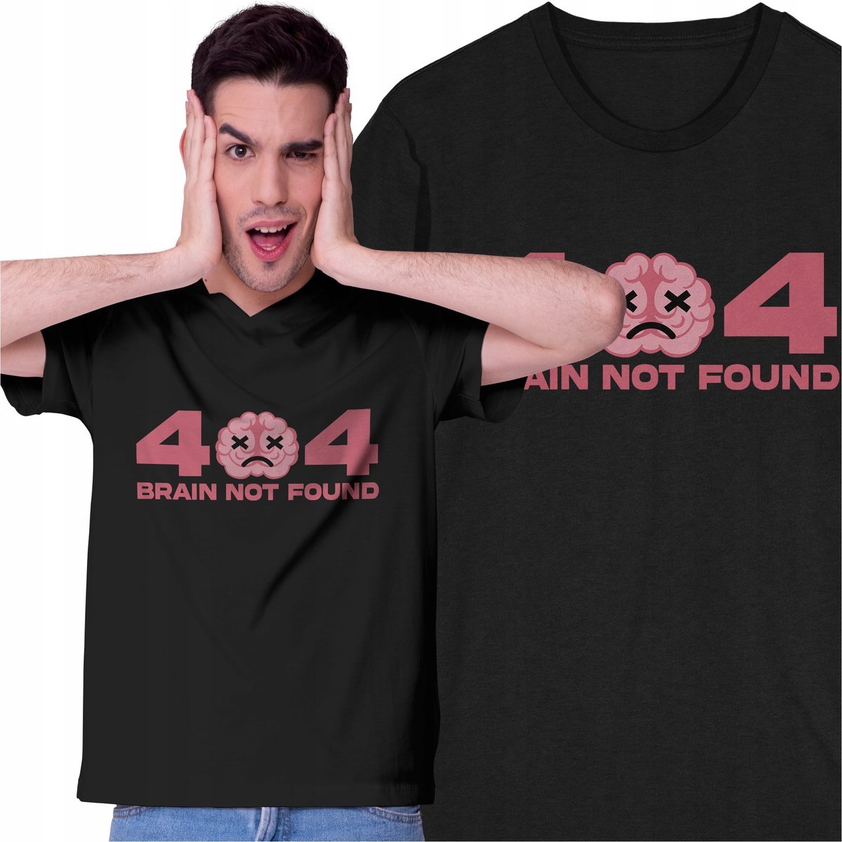 Koszulka Error 404 Brain Not Found Prezent Dla Informatyka Programisty Mózg