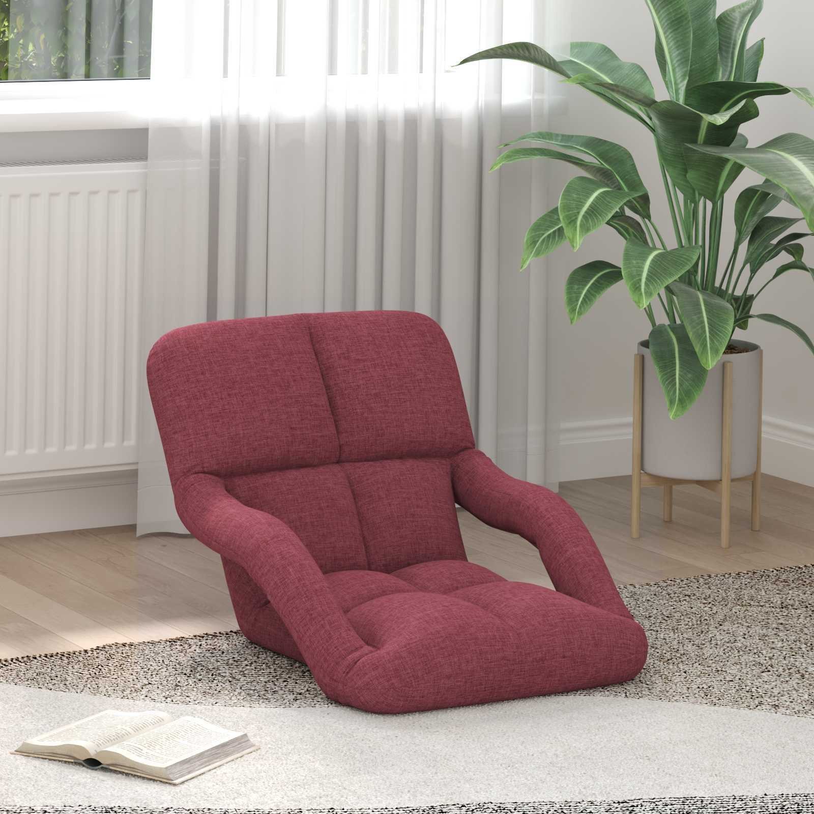 vidaXL vidaXL Regulowany fotel na podłogę Czerwone wino 58 x 62 x 58 cm