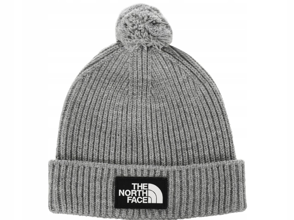 THE NORTH FACE - CZAPKA - NF0A3FN3DYY-0S szara czapka zimowa z pomponem