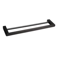 Wieszaki łazienkowe - BALNEO - podwójny reling na ręczniki stal nierdzewna czarny - uchwyt na ręczniki 60 cm QARX nierdzewny - drążek łazienkowy - miniaturka - grafika 1