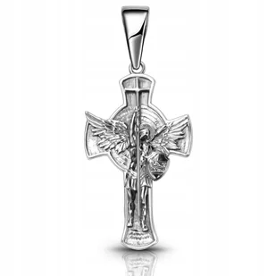 Michał Archanioł zawieszka krzyżyk srebrny męski duży srebro 925 - Wisiorki - miniaturka - grafika 1