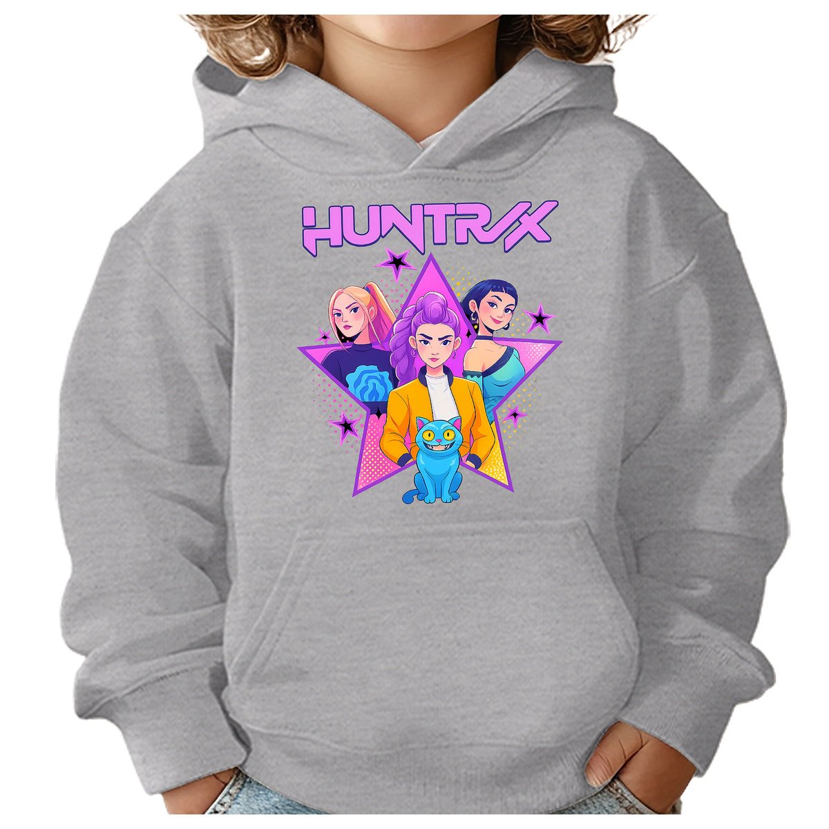 BLUZA DZIECIĘCA KPOP DEMON HUNTERS HUNTRIX 122-128 Z KAPTUREM BAWEŁNIANA