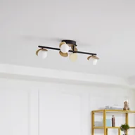 Lampy sufitowe - Lampa sufitowa LED Lucande Pallo, 4-punktowa, czarny/złoty, szkło - miniaturka - grafika 1