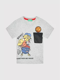Koszulki dla chłopców - Benetton United Colors Of T-Shirt 3096C154T Szary Regular Fit - grafika 1
