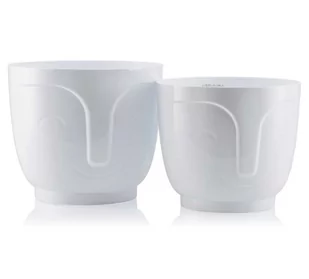 Zestaw doniczek dekoracyjnych OSŁONKA GŁOWA na kwiaty zioła BIAŁA plastik - Donice - miniaturka - grafika 1