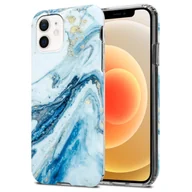 Etui i futerały do telefonów - Pokrowiec Etui Do Apple iPhone 12 PRO MAX w Biało Niebieski Marmur No. 24 Obudowa Case Cover Silikon Plecki Cadorabo - miniaturka - grafika 1