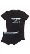Koszulki męskie - Emporio Armani Męski T-shirt + Trunk Megalogo Underwear, czarny, M - miniaturka - grafika 1