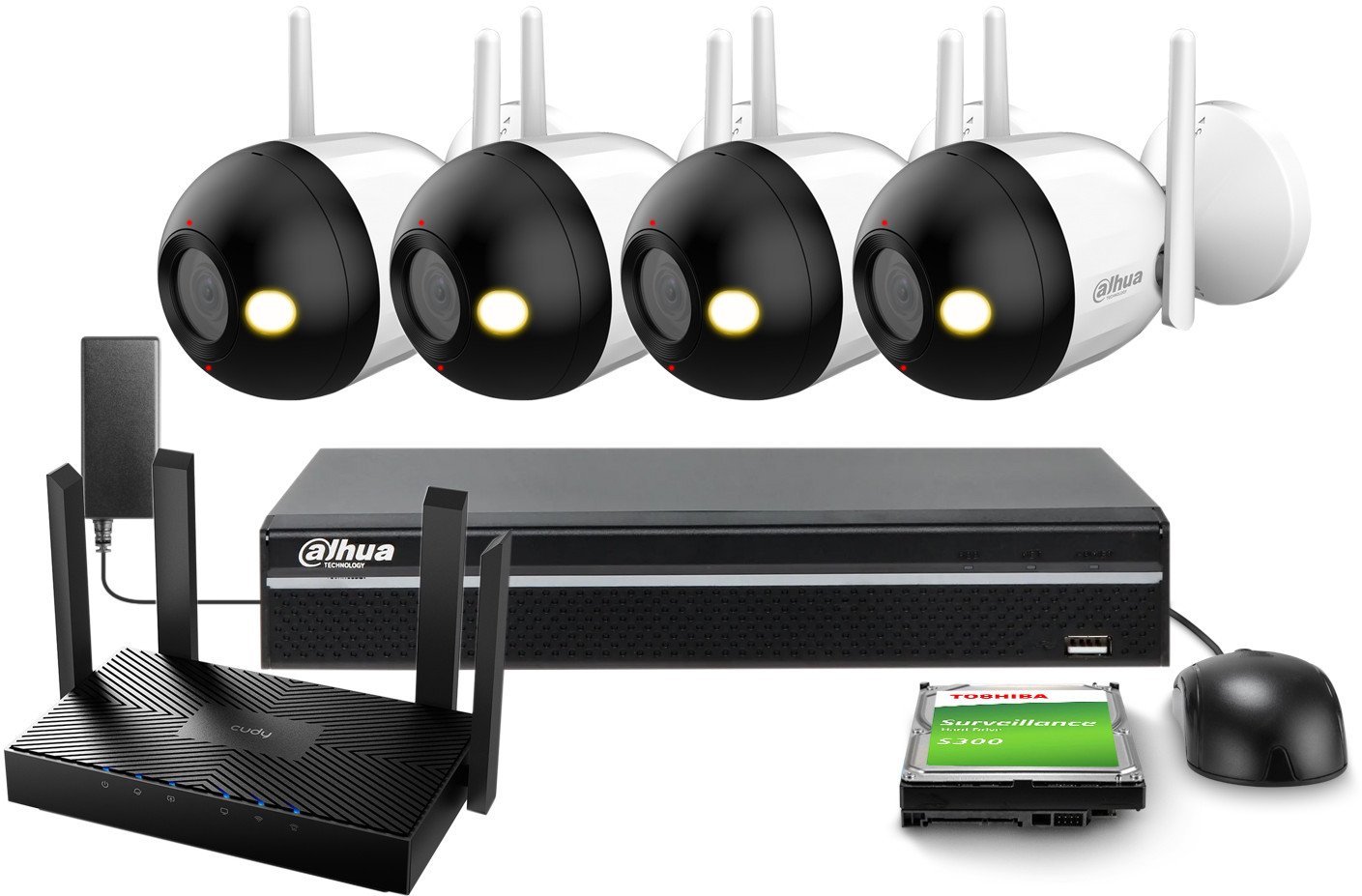 Dahua Zestaw do monitoringu Wi-Fi 4x F4C-PV 4Mpx IR 30m