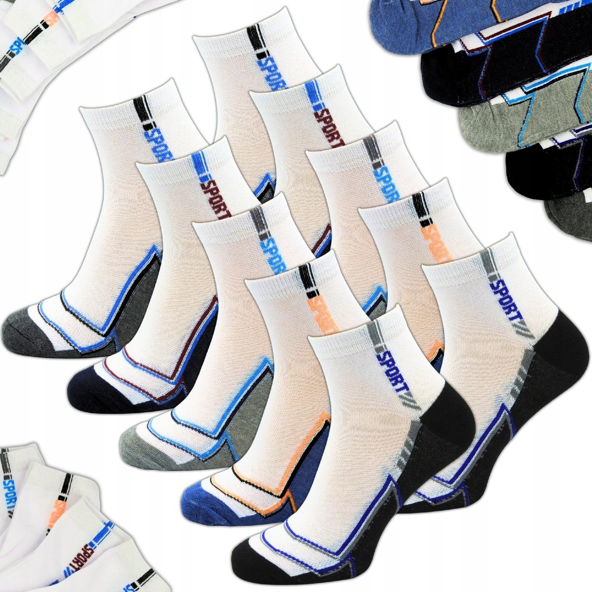 SKARPETY MĘSKIE KRÓTKIE SKARPETKI BAWEŁNIANE ZESTAW 10 PAR STOPKI 39/42