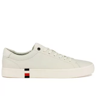 Buty sportowe męskie - Buty Tommy Hilfiger Modern Vulc Corporate Leather FM0FM04036-YBI - białe - grafika 1