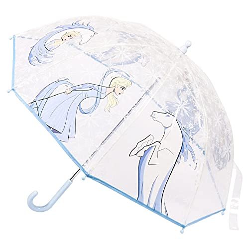 Textiel Trade przezroczysty parasol dla dzieci Królowa Śniegu II Elsa i Koń, Niebieski, Taille Unique