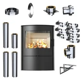 Piece wolnostojące - Piec Kominek Wolnostojący KRATKI Koza ROLLO 2 10kW Zestaw Komin Zewnętrzny - miniaturka - grafika 1