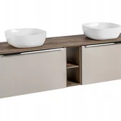 Szafki łazienkowe - Szafka łazienkowa SANTA FE 180 cm taupe z blatem dąb Santa Fe i umywalkami - miniaturka - grafika 1