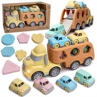 Samochody i pojazdy dla dzieci - Ciężarówka laweta auto Bioplastic + 4 autka Sorter kształtów Światło Dźwięk - miniaturka - grafika 1