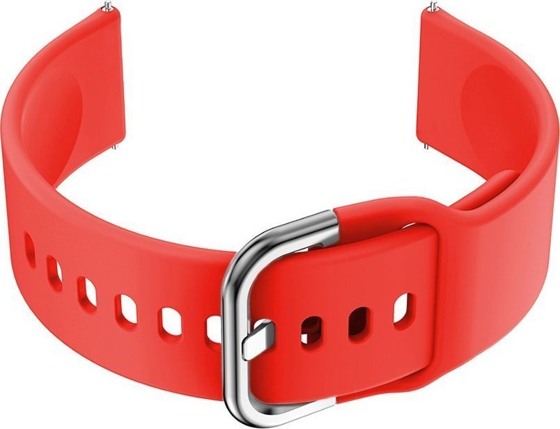 Pasek gumowy do smartwatch 20mm - czerwony/srebrny