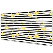 Podkładki na biurko - Podkładka na biurko Złote flamingi na geometrycznym tle 90x45 cm - miniaturka - grafika 1