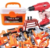 Zabawy w naśladowanie dorosłych - Zestaw Narzędzi Dla Dzieci Majsterkowicz Skrzynka Wiertarka Na Baterie 42El - miniaturka - grafika 1