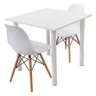 Meble do sypialni - Zestaw stół Lugano 80 biały i 2 krzesła Milano białe - miniaturka - grafika 1