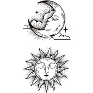 Zabawki kreatywne - Tattou, Duży tatuaż zmywalny tymczasowy 10cm motyw Słońce Księżyc QQ-078 - miniaturka - grafika 1