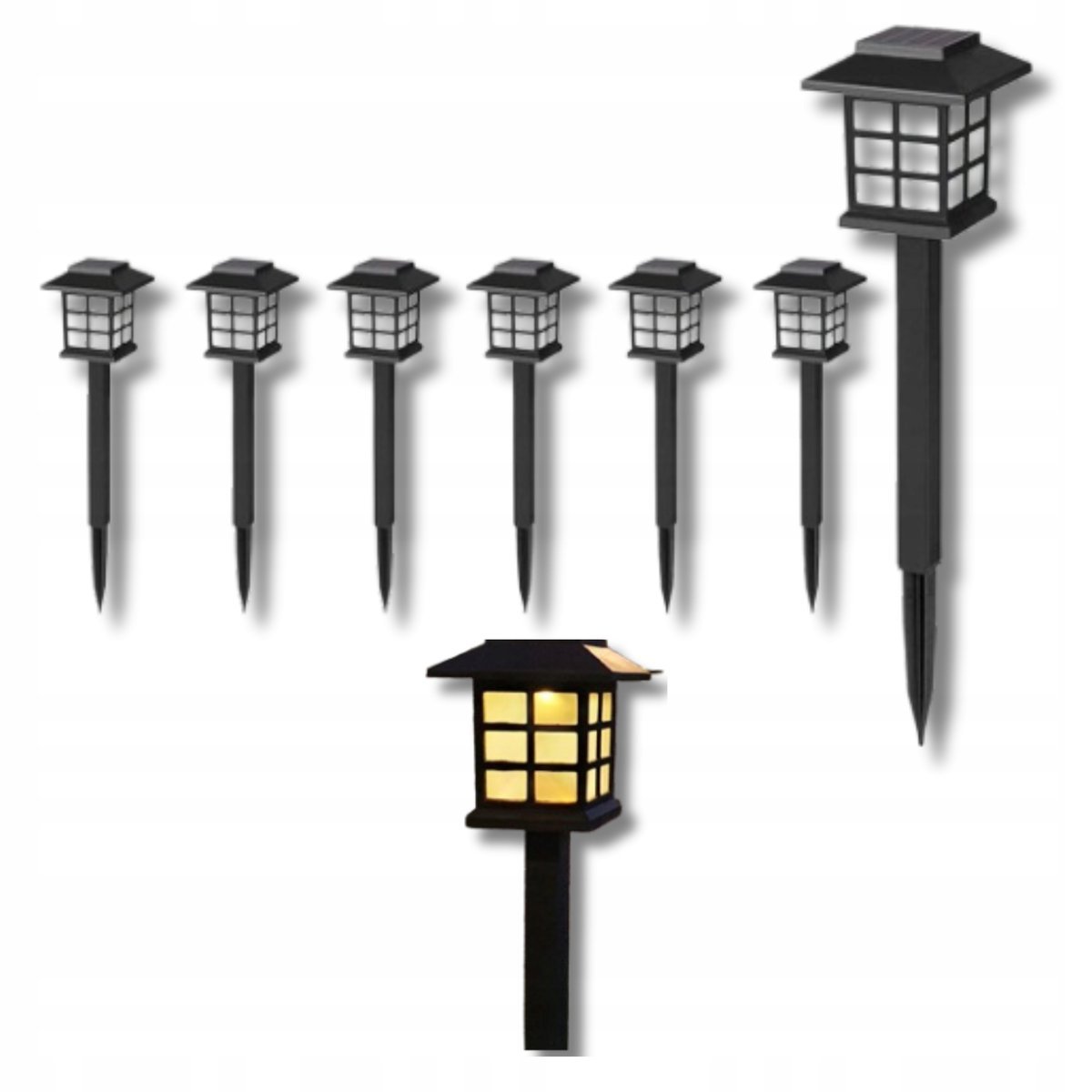 Lampy Solarne Led Ogrodowe Wbijane Latarenki Ciepla Biel Ip55 Retro 6 Szt.