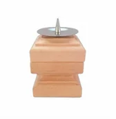 Naczynia liturgiczne i akcesoria - Świecznik lichtarz drewniany stylowy ciemny jasny - miniaturka - grafika 1