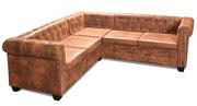 Narożniki - Klasyczny narożnik chesterfield ELIOR Amberly, brązowy, 73x205x205 cm - miniaturka - grafika 1