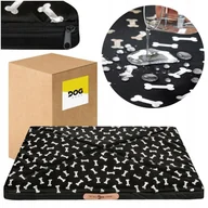 Legowiska dla psów - Legowisko Dla Psa 100X70X5 Cm Wodoodporne Duże Xl Materac Z Zamkiem - Czarny + Srebrne Kostki - miniaturka - grafika 1